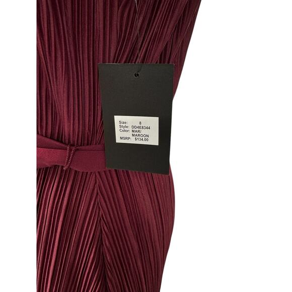 NWT!! DKNY Sheer,Pleated Dress,Bow Belt,Whimsy,Fairy,Sexy,Dark Romantic,Size 8 - Picture 6 of 7